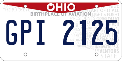 OH license plate GPI2125
