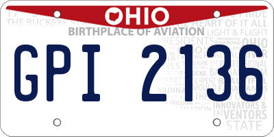 OH license plate GPI2136
