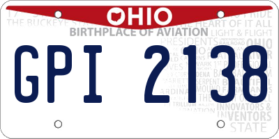 OH license plate GPI2138