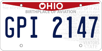 OH license plate GPI2147