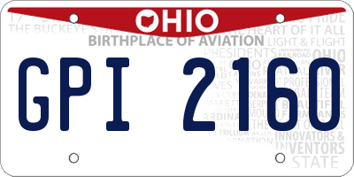OH license plate GPI2160