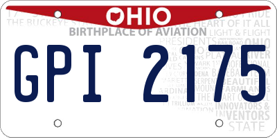 OH license plate GPI2175