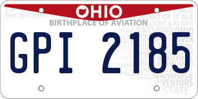 OH license plate GPI2185