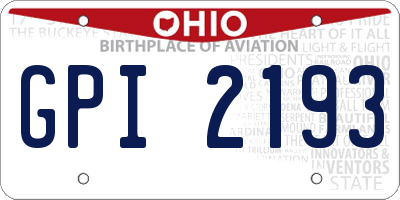 OH license plate GPI2193