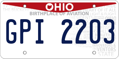 OH license plate GPI2203