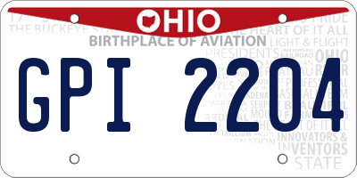 OH license plate GPI2204