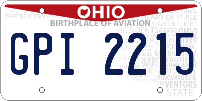 OH license plate GPI2215