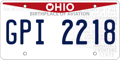 OH license plate GPI2218