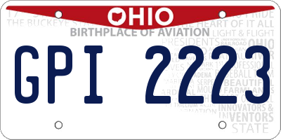 OH license plate GPI2223