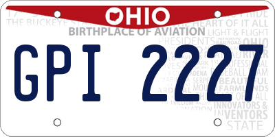 OH license plate GPI2227