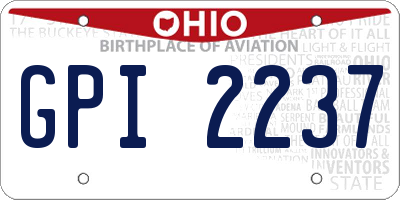 OH license plate GPI2237