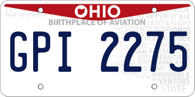 OH license plate GPI2275