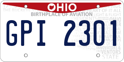 OH license plate GPI2301