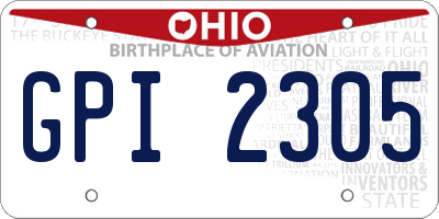 OH license plate GPI2305