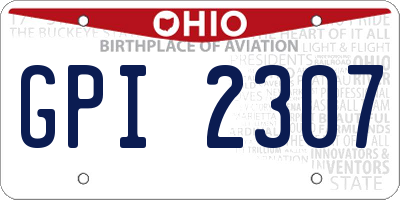 OH license plate GPI2307