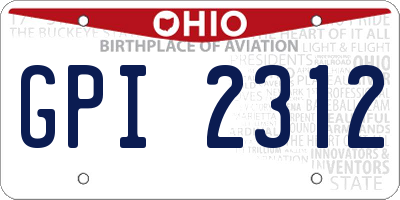 OH license plate GPI2312