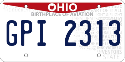 OH license plate GPI2313