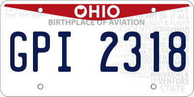 OH license plate GPI2318