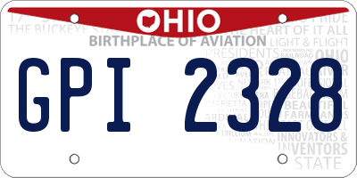 OH license plate GPI2328