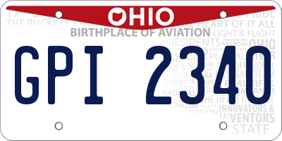 OH license plate GPI2340
