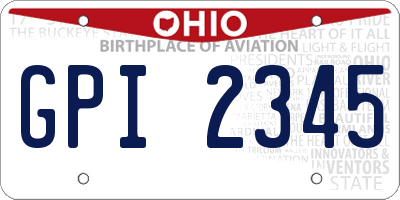 OH license plate GPI2345