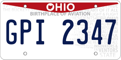 OH license plate GPI2347