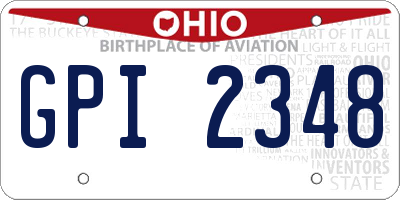OH license plate GPI2348