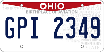 OH license plate GPI2349
