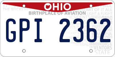 OH license plate GPI2362