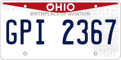 OH license plate GPI2367