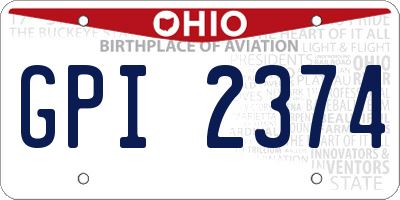 OH license plate GPI2374