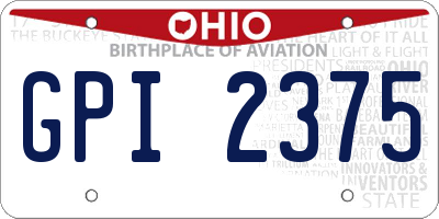 OH license plate GPI2375