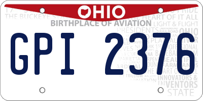 OH license plate GPI2376