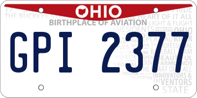 OH license plate GPI2377