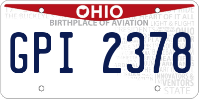 OH license plate GPI2378