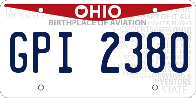OH license plate GPI2380