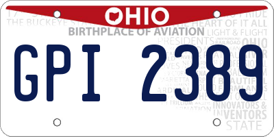 OH license plate GPI2389