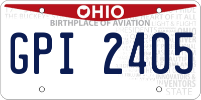 OH license plate GPI2405