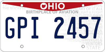 OH license plate GPI2457