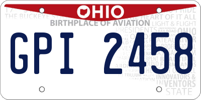 OH license plate GPI2458