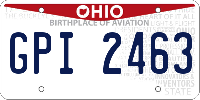 OH license plate GPI2463
