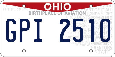 OH license plate GPI2510