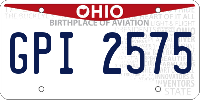 OH license plate GPI2575