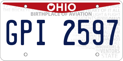 OH license plate GPI2597