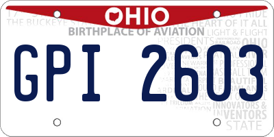 OH license plate GPI2603