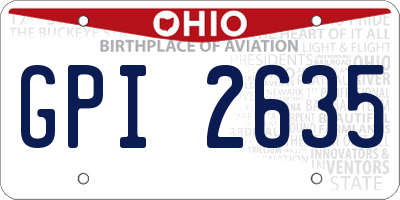 OH license plate GPI2635