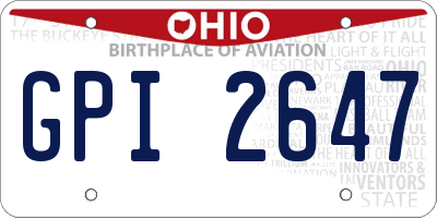 OH license plate GPI2647