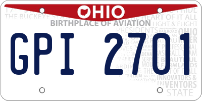 OH license plate GPI2701