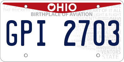 OH license plate GPI2703