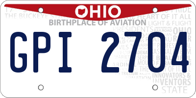 OH license plate GPI2704